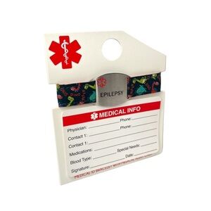 Medical ID Bracelet Epilepsy Dinosaur Multi Color Bracelet with Medical Card